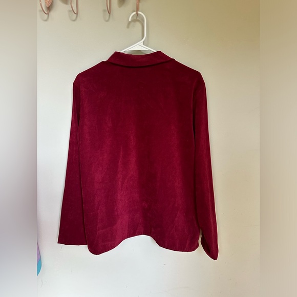 Vintage Harve Bernard Button Up Blouse Top Cardigan Jacket Red/Maroon/Burgundy - Picture 3 of 6
